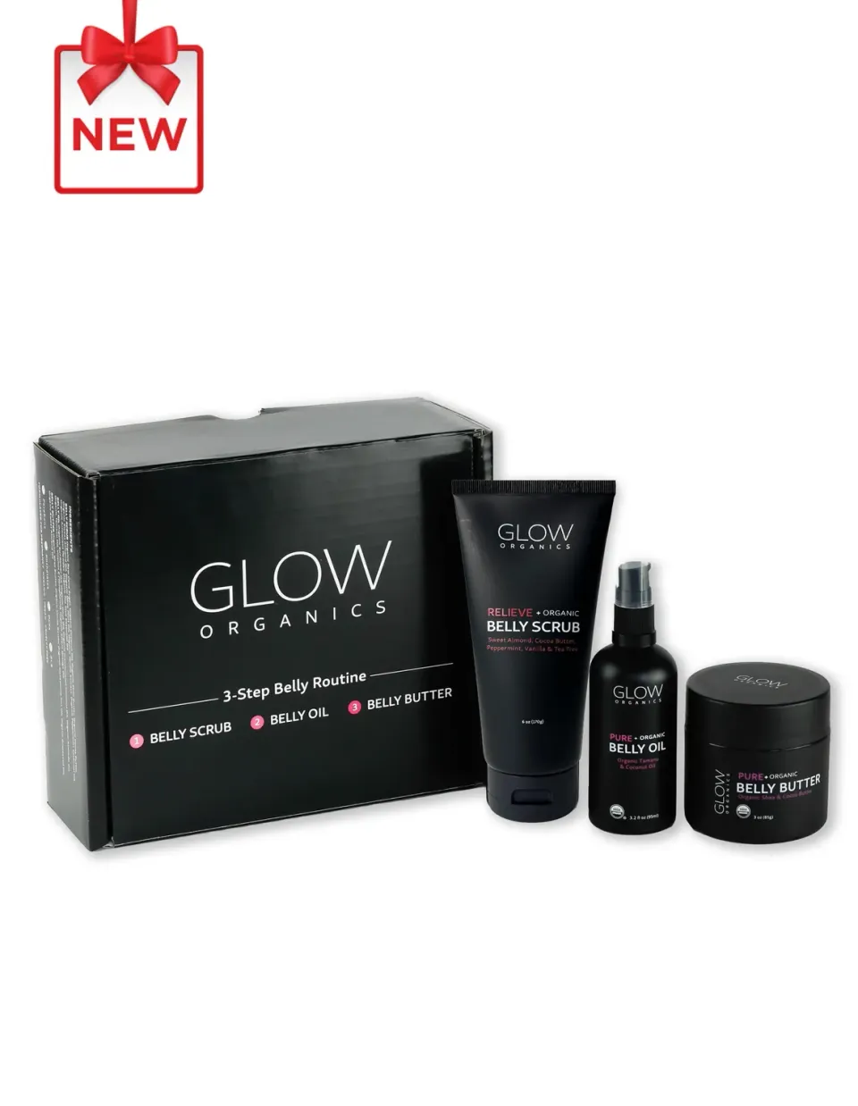 Glow Organics 3-stegs magkit skrubb olja smör