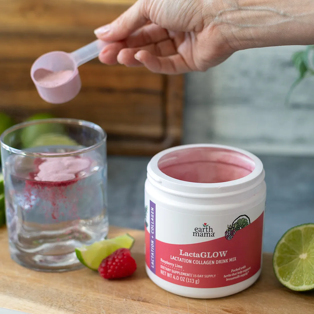 Earth Mama LactaGLOW amningsdryck hallon-lime med kollagen