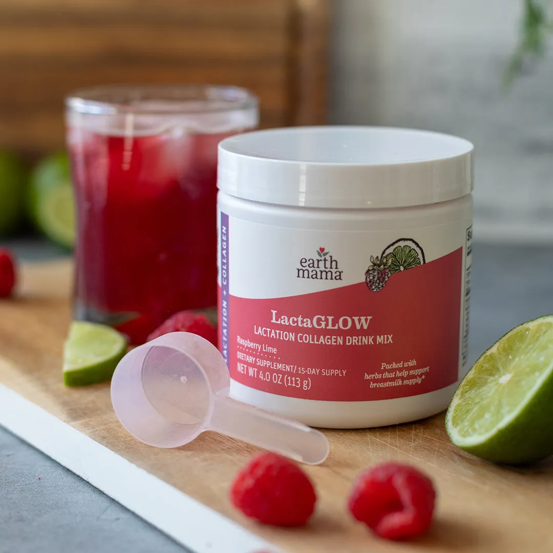 Earth Mama LactaGLOW amningsdryck hallon-lime med kollagen