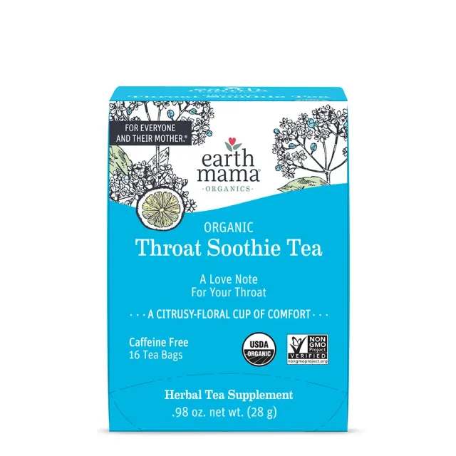 Earth Mama Organic Throat Soothie Tea örtte box citron