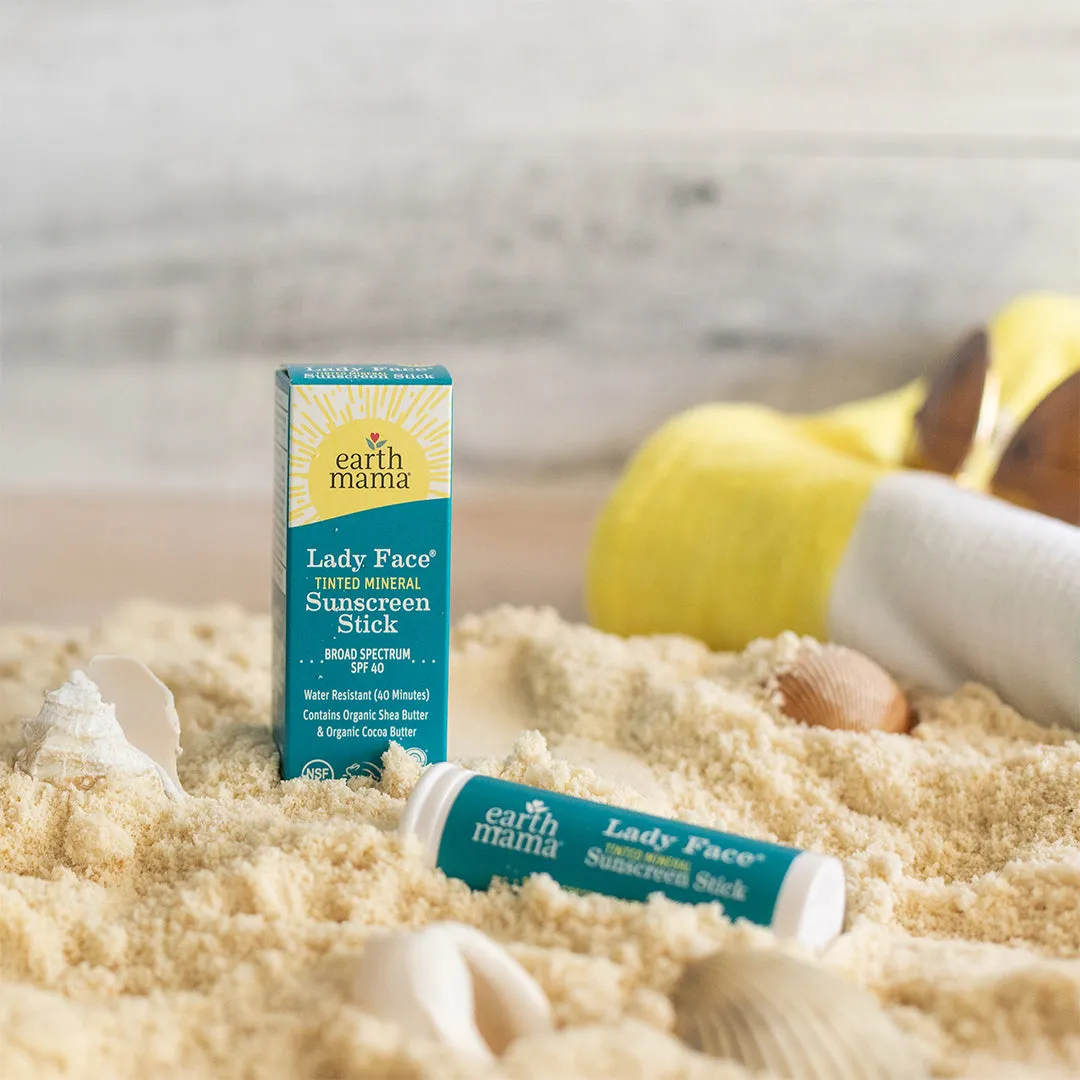 Earth Mama Lady Face tonat mineralsolskydd SPF 40 stick