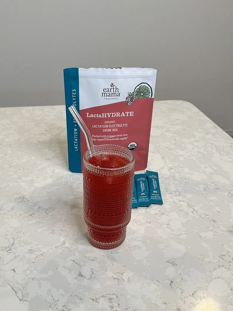 Earth Mama LactaHYDRATE elektrolytdryck för amning 15 portionspåsar hallon-lime