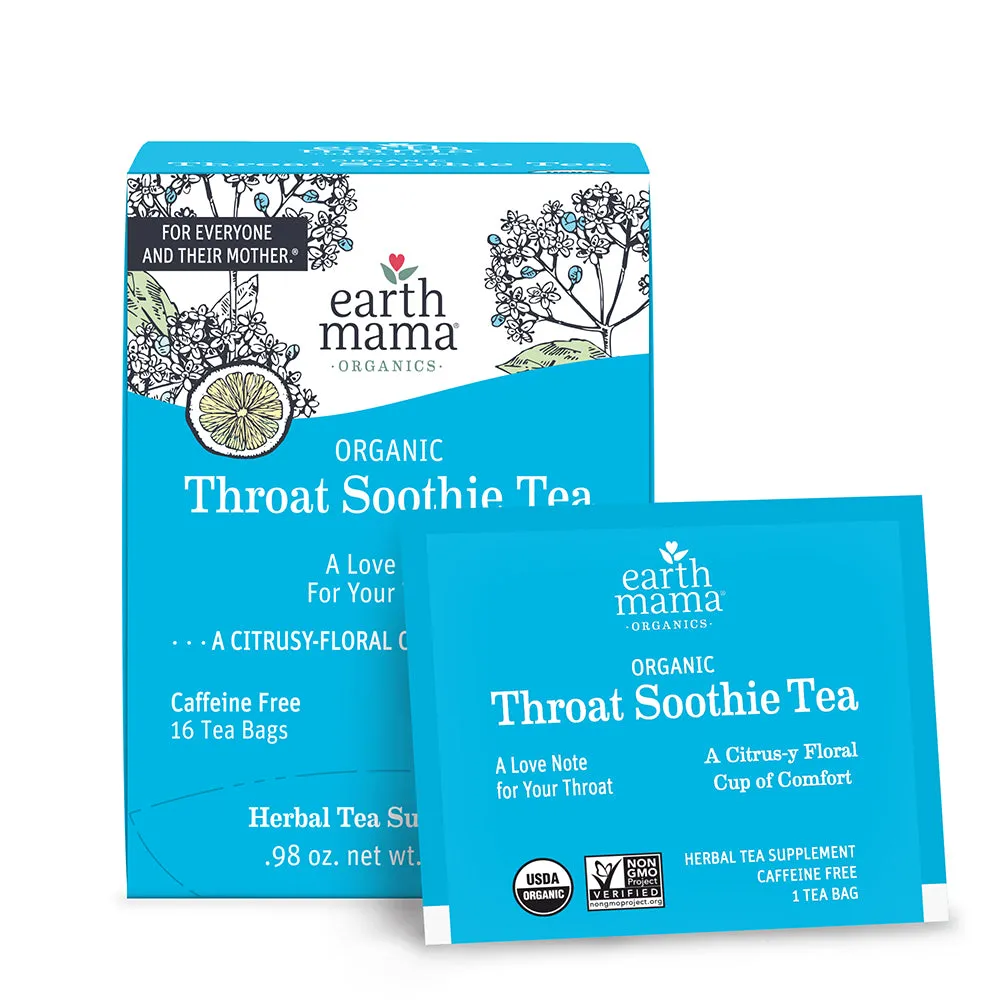 Earth Mama Organic Throat Soothie Tea örtte box citron