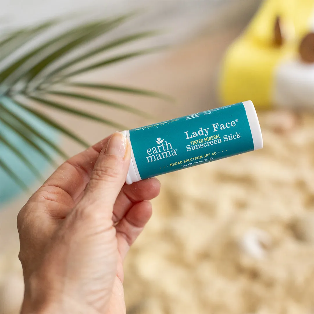 Earth Mama Lady Face tonat mineralsolskydd SPF 40 stick