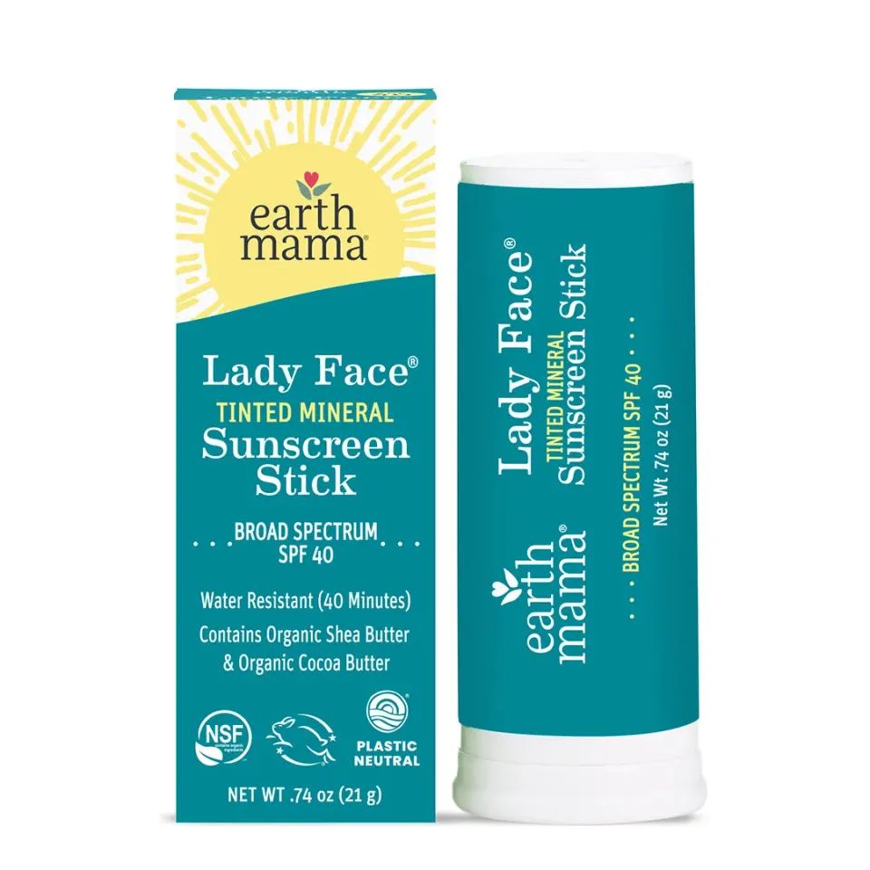 Earth Mama Lady Face tonat mineralsolskydd SPF 40 stick