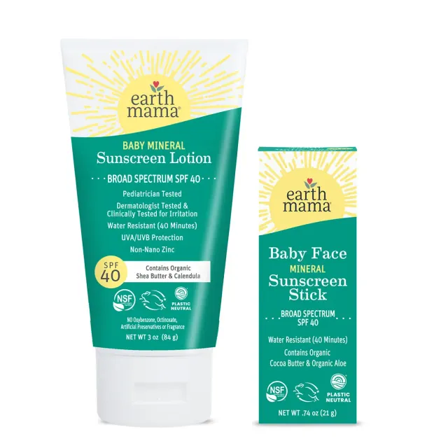 Earth Mama Twice as Nice Baby Mineral Sunscreen Set mineral solskydd SPF 40