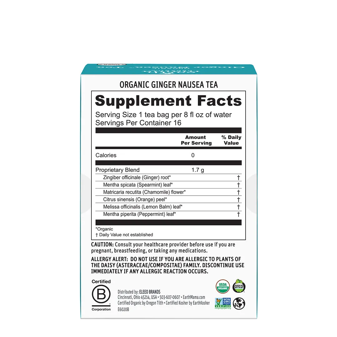 Earth Mama Organic Ginger Nausea Tea ingefärste 16 tepåsar